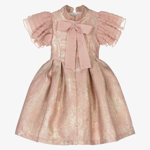 Irpa-Girls Dusky Pink Jacquard Dress | Childrensalon Outlet