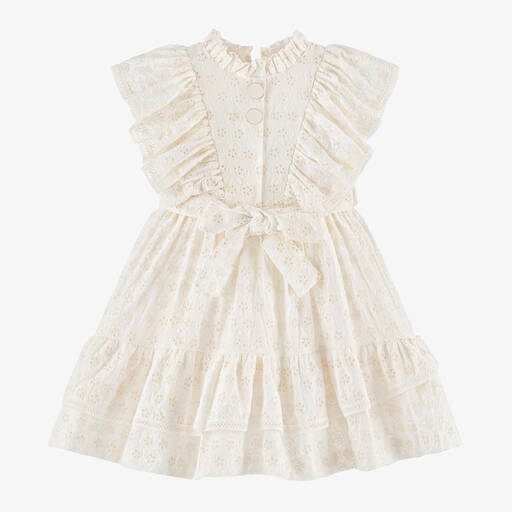 Irpa-Girls Ivory Broderie Anglaise Dress | Childrensalon Outlet