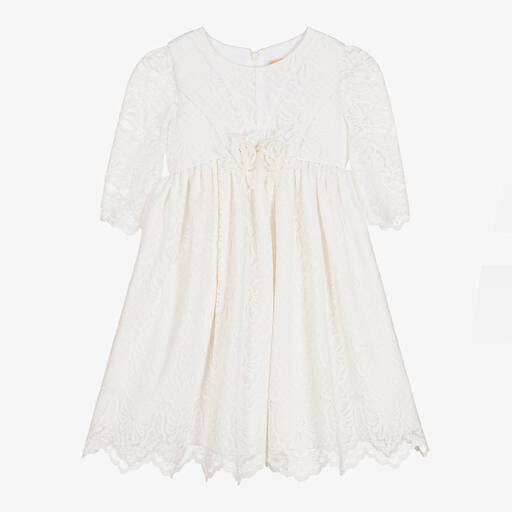 Irpa-Girls Ivory Floral Lace Dress | Childrensalon Outlet