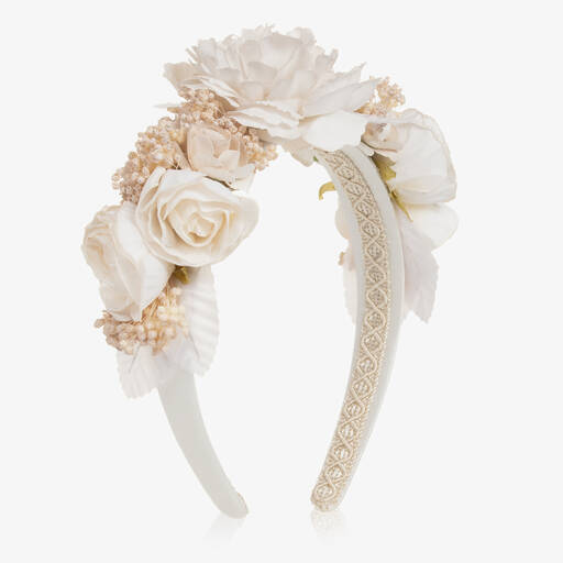 Irpa-Girls Ivory Rose Hairband | Childrensalon Outlet