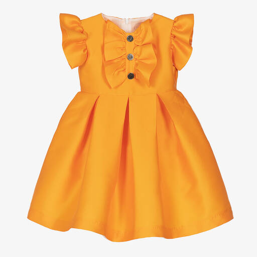Irpa-Girls Orange Bow Dress | Childrensalon Outlet