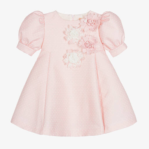 Irpa-Girls Pink Polka Dot Dress  | Childrensalon Outlet