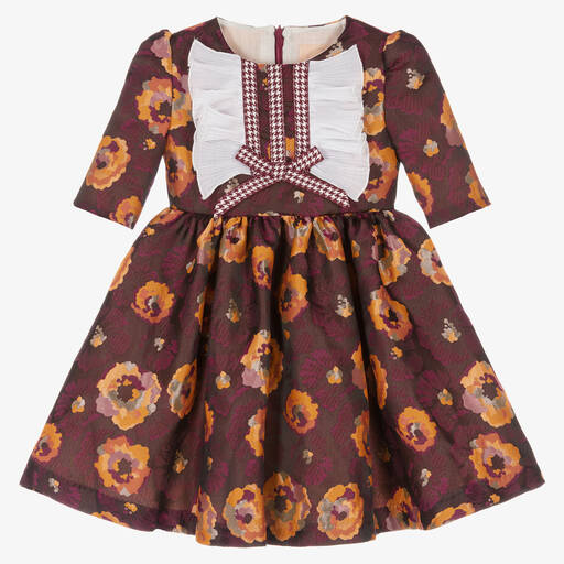 Irpa-فستان بروكيد لون بنفسجي بطبعة ورود | Childrensalon Outlet