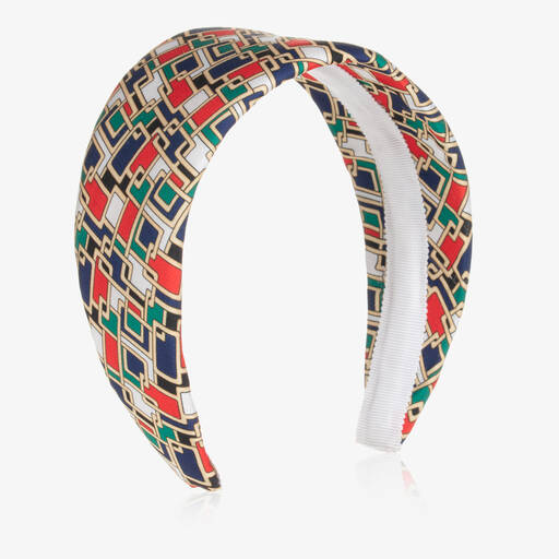 Irpa-Girls Red Geometric Satin Hairband | Childrensalon Outlet