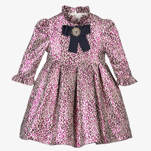 Irpa-Розовое жаккардовое платье с леопардовым принтом | Childrensalon Outlet