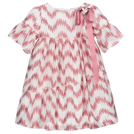 Irpa-White & Pink Chiffon Dress | Childrensalon Outlet