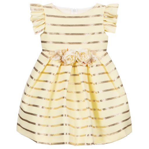 Irpa-فستان مزيج قطن لون أصفر وذهبي | Childrensalon Outlet