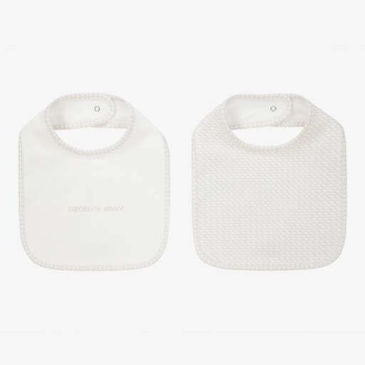 Emporio Armani-Ivory & Beige Bibs (2 Pack) | Childrensalon Outlet