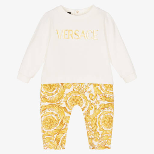 Versace-Ivory & Gold Barocco Romper | Childrensalon Outlet