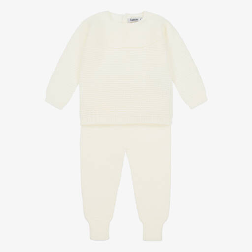 Babidu-Ivory Knitted Trouser Set | Childrensalon Outlet