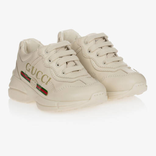 Gucci-Ivory Leather Rhyton Trainers | Childrensalon Outlet