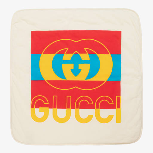 Gucci-بطانية قطنية عاجية وحمراء | Childrensalon Outlet