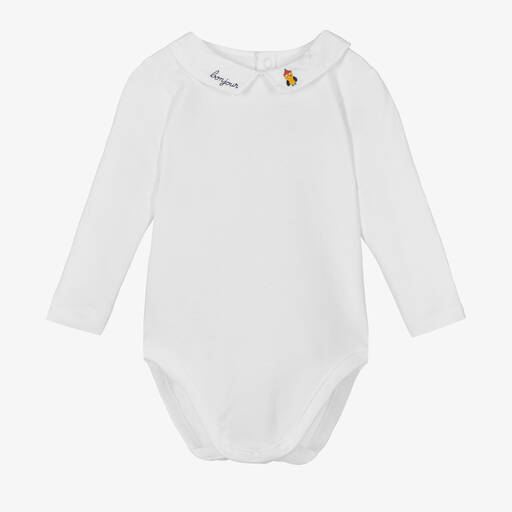 Jacadi Paris-Baby Boys White Cotton Bodysuit | Childrensalon Outlet