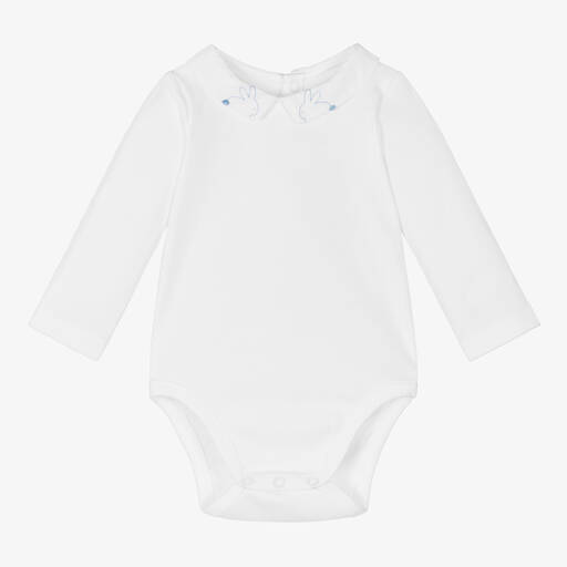 Jacadi Paris-Baby Boys White Cotton Bodysuit | Childrensalon Outlet