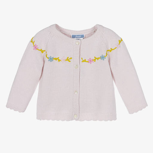 Jacadi Paris-Baby Girls Pink Wool Knit Cardigan | Childrensalon Outlet