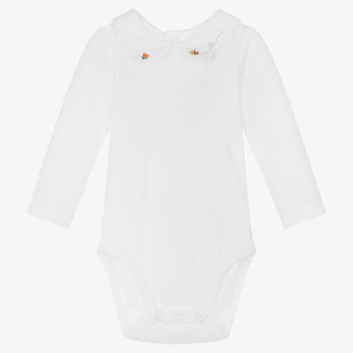Jacadi Paris-Baby Girls White Cotton Bodysuit | Childrensalon Outlet