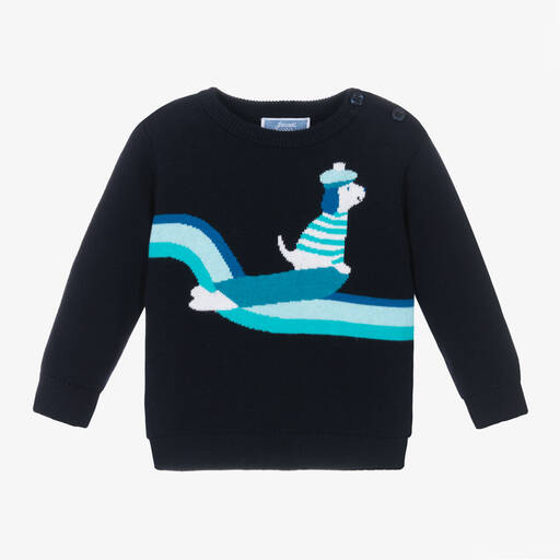 Jacadi Paris-Navyblauer Pullover mit Hund (J) | Childrensalon Outlet