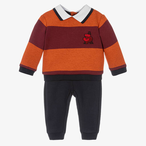 Jacadi Paris-Boys Orange & Blue Trouser Set | Childrensalon Outlet