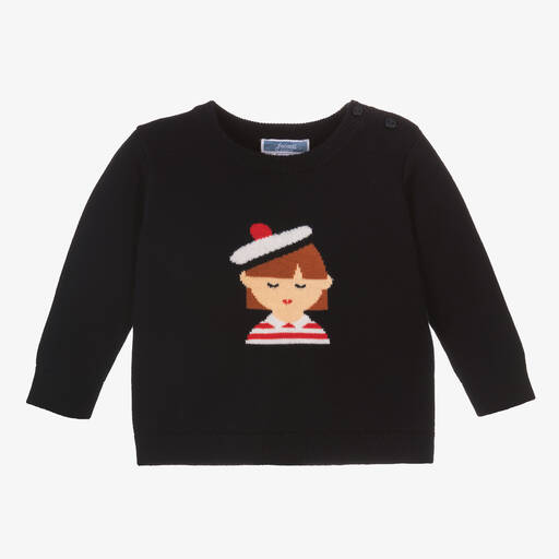 Jacadi Paris-Girls Blue Cotton Sweater | Childrensalon Outlet