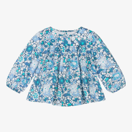 Jacadi Paris-Blaue, geblümte Bluse für Mädchen | Childrensalon Outlet