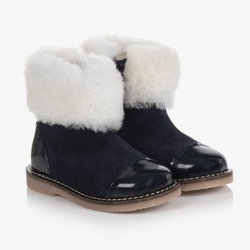 Jacadi Paris-Girls Blue Suede Ankle Boots  | Childrensalon Outlet