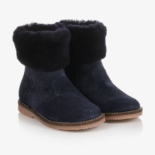 Jacadi Paris-Girls Blue Suede Ankle Boots  | Childrensalon Outlet