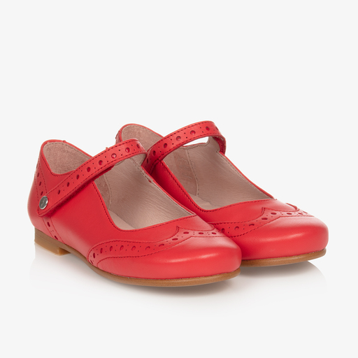 Jacadi Paris-حذاء باليرينا جلد لون أحمر للبنات | Childrensalon Outlet