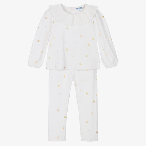 Jacadi Paris-Weißer Baumwollvelours-Schlafanzug | Childrensalon Outlet