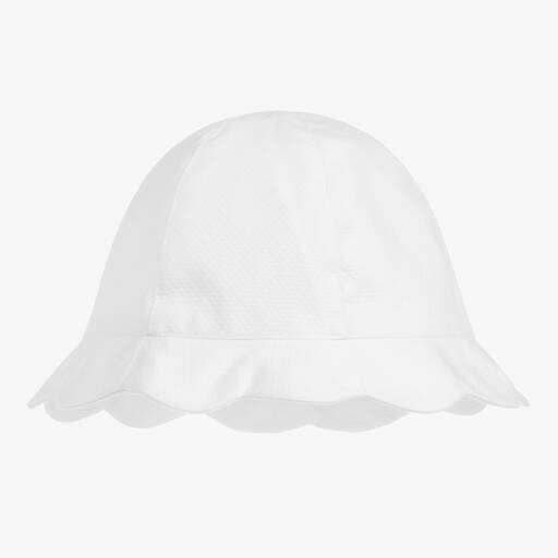 Jacadi Paris-Girls White Scalloped Sun Hat | Childrensalon Outlet