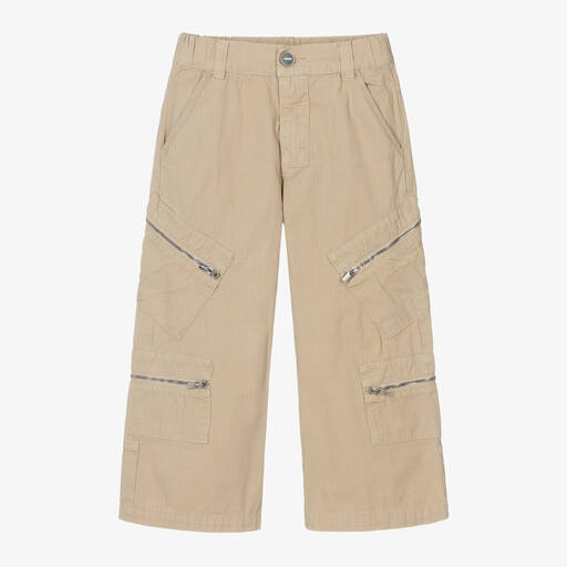 JACQUEMUS-Beige Cotton Cargo Trousers | Childrensalon Outlet