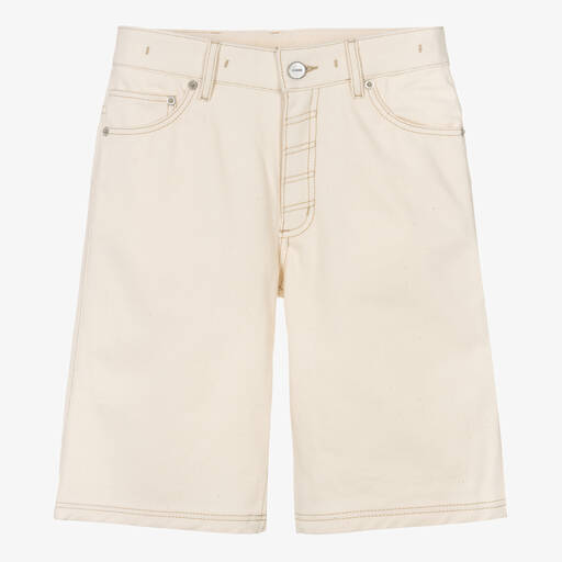 JACQUEMUS-Teen Boys Ivory Cotton Denim Shorts | Childrensalon Outlet