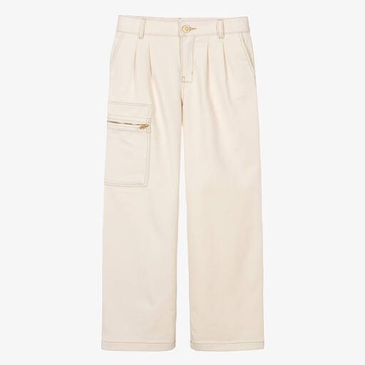 JACQUEMUS-بنطلون قصَّة مستقيمة قطن دنيم لون عاجي تينز | Childrensalon Outlet