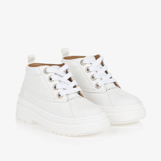 JACQUEMUS-بوت بطول الكاحل بأربطة جلد لون أبيض | Childrensalon Outlet