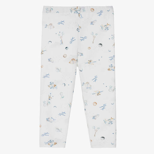 Jamiks-Baby Boys White Cotton Night Print Leggings | Childrensalon Outlet