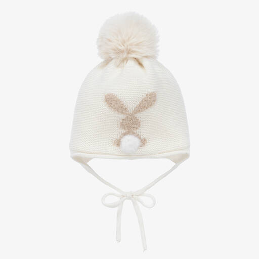 Jamiks-Кремовая шапка с помпоном и кроликом | Childrensalon Outlet