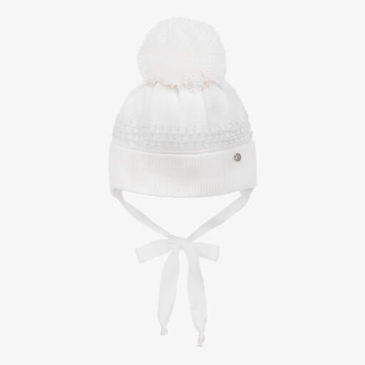 Jamiks-Baby Girls Ivory Pom-Pom Hat | Childrensalon Outlet