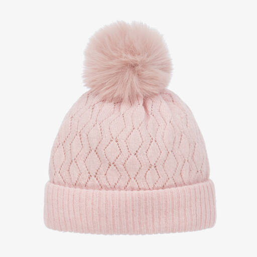 Jamiks-Baby Girls Pink Knitted Pom-Pom Hat | Childrensalon Outlet