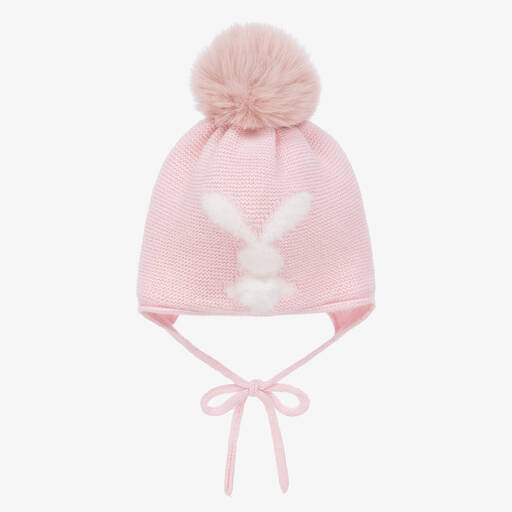 Jamiks-Baby Girls Pink Pom-Pom Bunny Hat | Childrensalon Outlet