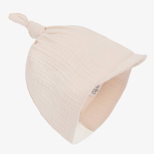 Jamiks-Beige Organic Cotton Seersucker Baby Hat | Childrensalon Outlet
