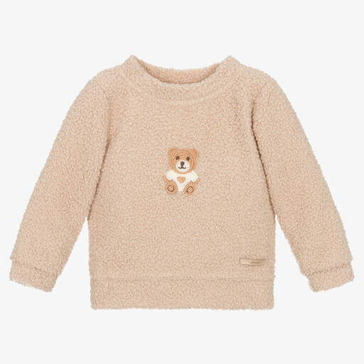 Jamiks-Beige Teddy Fleece Baby Sweatshirt | Childrensalon Outlet