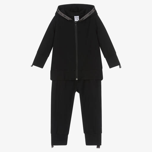 Jamiks-Black Cotton & Bamboo Hooded Tracksuit | Childrensalon Outlet