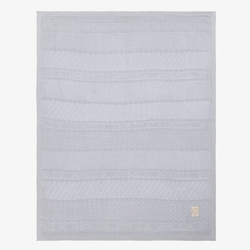 Jamiks-Blue Cotton Knitted Blanket (100cm) | Childrensalon Outlet