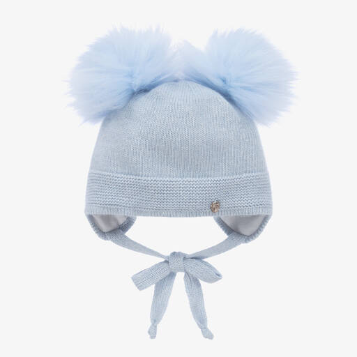 Jamiks-Blue Knitted Pom-Pom Baby Hat | Childrensalon Outlet