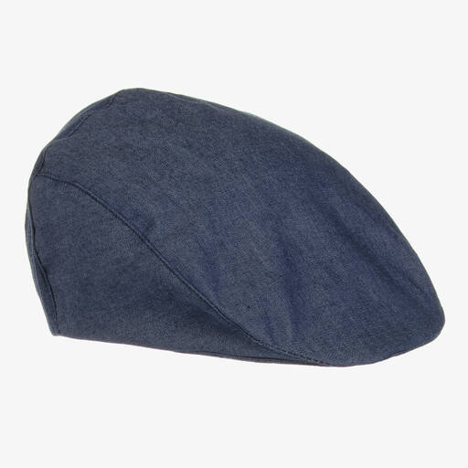 Jamiks-Boys Blue Chambray Cotton Flat Cap | Childrensalon Outlet