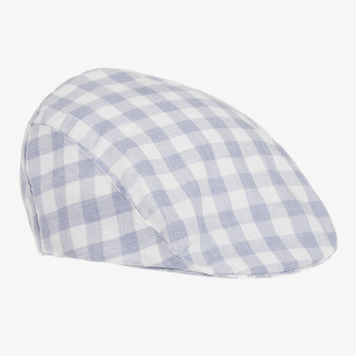 Jamiks-Boys Blue Checked Cotton Flat Cap | Childrensalon Outlet