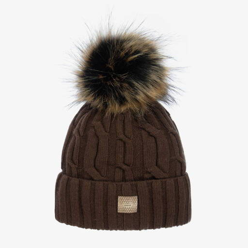 Jamiks-Коричневая вязаная шапка с помпоном | Childrensalon Outlet