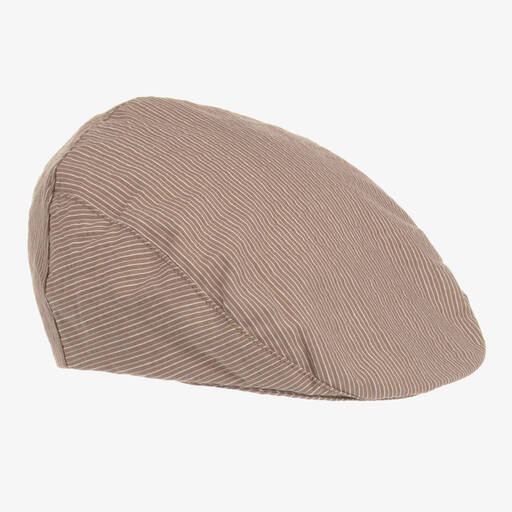 Jamiks-Boys Brown Striped Cotton Flat Cap | Childrensalon Outlet