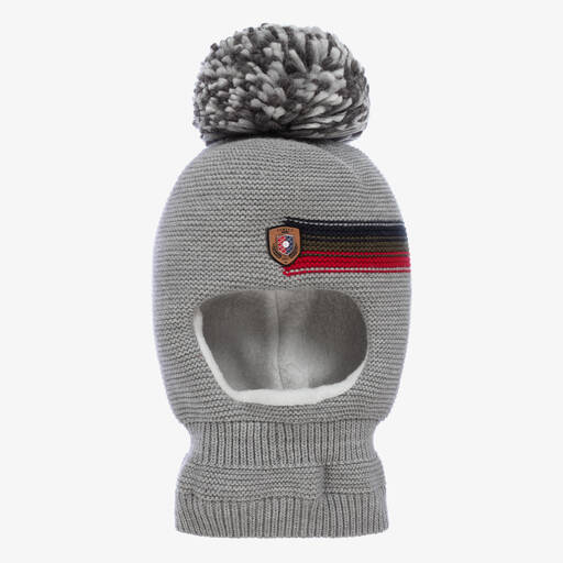 Jamiks-Boys Grey Knitted Pom-Pom Balaclava | Childrensalon Outlet