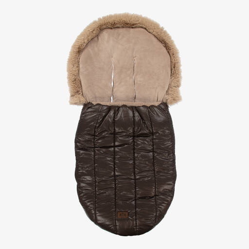 Jamiks-Brown Faux Fur Trim Footmuff (100cm) | Childrensalon Outlet