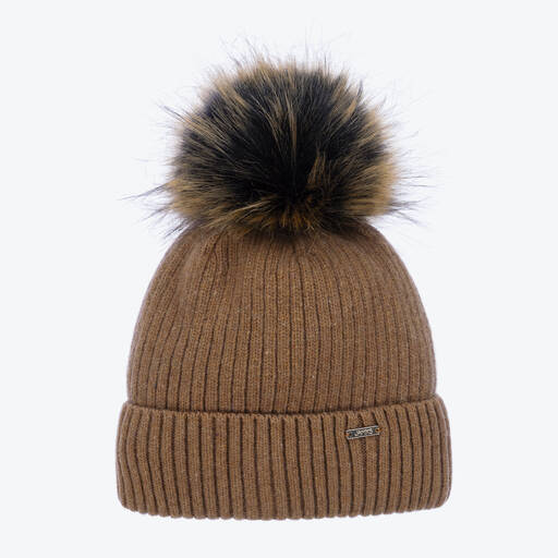 Jamiks-Bonnet marron en laine à pompon | Childrensalon Outlet